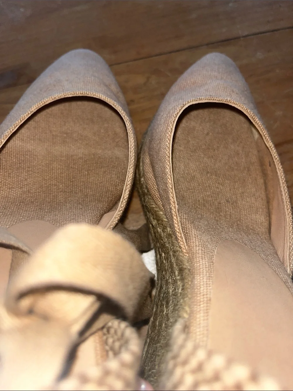 Castaner Taupe / Tan Canvas Espadrille Wedge with Ankle Tie